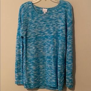 Blue and white sweater